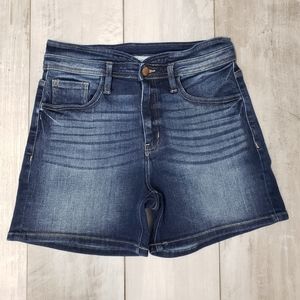 KanCan Signature Denim Shorts Kurvy Ultra High Rise Stretch 28 Blue